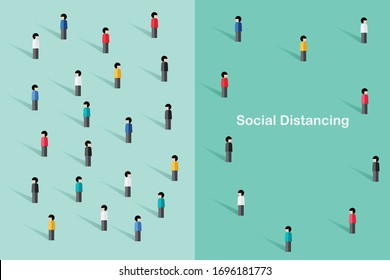 Social distancing prevention corona virus covid-19. illustrator Vector