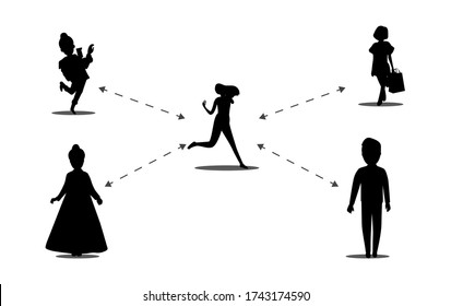 Social distancing prevention corona virus covid-19, vector illustration
