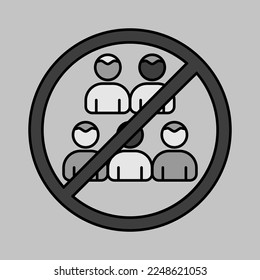 Social distancing prevention virus vector grayscale icon. No gathering. Keep your distance. Avoid crowds. Coronavirus