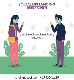 Social distancing protection concept vector illustration