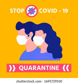 Social distancing in public  to prevent the spread of the corona virus.  Mans and woman keep distance. Covid-19 virus in air. Quarantine measures.