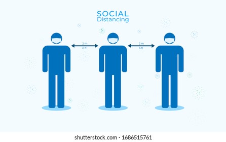 Social distancing. public society people avoid spreading corona virus. vector illustration.