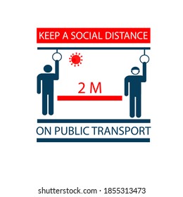 Social distancing in public transport. Sticker. Icon. Vector illustration