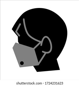 Social distancing quarantine. Medical face mask from viruses. Respiratory pollution mask from Covid-19. Protective face mask from virus. Corona virus quarantine. Mouth mask. Graphic object. Vector image.