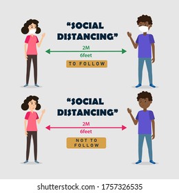Social distancing and racism illustration, black lives matter illustration poster, vector