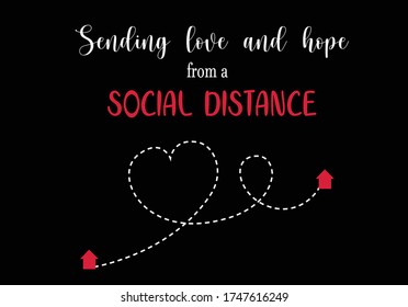 social distancing red heart design