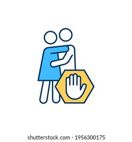 Social Distancing RGB Color Icon. Hugs Ban. Close Contact Reducing. Keeping Safe Space. Physical Distance. Protection From Coronavirus Spreading. Staying Away From Others. Isolated Vector Illustration