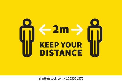 Social distancing safety measure sign. Keep your distance 2 meters away. Person standing vector icon.