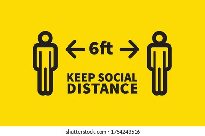 Social Distancing Safety Measure Sign. Keep Your Distance 6 Feet Away. Person Standing Vector Icon.