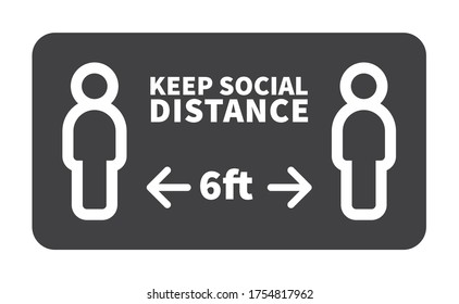 Social Distancing Safety Measure Sign. Keep Your Distance 6 Feet Away. Person Standing Vector Icon.