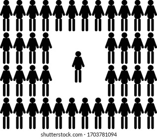 Distancia social y autoaislamiento durante la cuarentena del coronavirus COVID19. ... Ilustración vectorial conceptual.