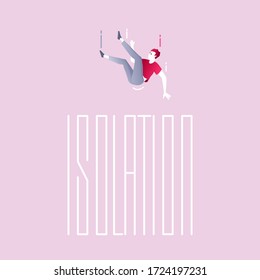 Ilustración vectorial del concepto de distanciamiento social, cuarentena propia y aislamiento. Mantén tu distancia social.