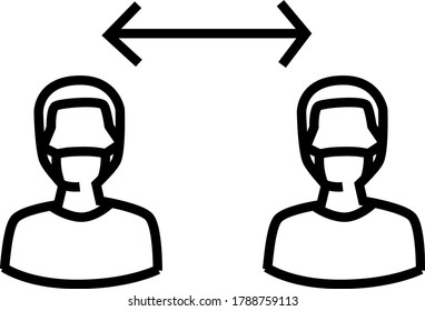 Social distancing set of icons with arrow distance between. Can be used during coronavirus covid-19 outbreak prevention. icon Illustration 