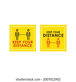 Social distancing set of icons.  Coronavirus covid-19 pandemic outbreak prevention. Stay safe and healthy. Safe Distancing Floor Sticker for stores and supermarkets to help reduce the virus spread.