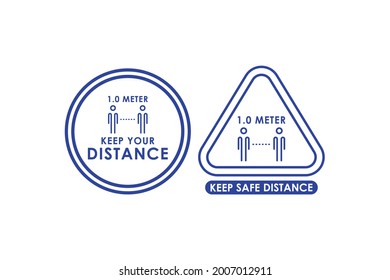 Social distancing set of icons.  Coronavirus covid-19 pandemic outbreak prevention. Stay safe and healthy. Safe Distancing Floor Sticker for stores and supermarkets to help reduce the virus spread.