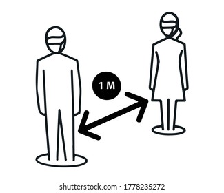 Social distancing sign. 2D simple flat Style graphic design. Can be used for health campaign or any purposes. Vector EPS10 