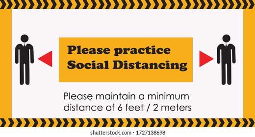 Social Distancing sign for business. Keep your distance. Stay at least 6 feet apart. Keep 6 feet of social distancing. Mandatory and regulatory signs Vector. Safe Distance sign. Coronavirus Notice 