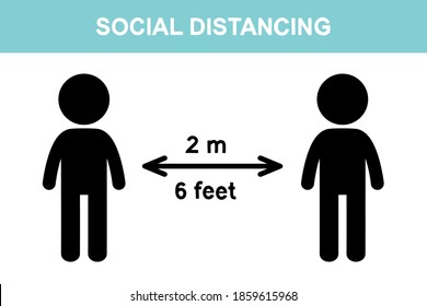 Social distancing sign icon on white background.