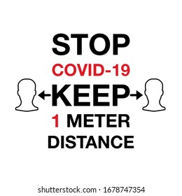 Social distancing sign keep 1 meter distance