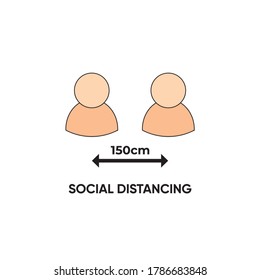Social Distancing sign. Keep social distance. Keep the 1 meter distance. Vector illustration. Preventive measures. black color social isolation and self quarantine concept