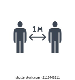 Social distancing sign. Keep distance related vector glyph icon. Isolated on white background. Editable vector illustration