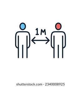 Social distancing sign. Keep distance related vector icon. Isolated on white background. Editable vector illustration