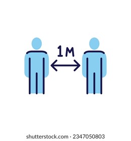 Social distancing sign. Keep distance related vector icon. Isolated on white background. Editable vector illustration