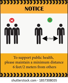 Social Distancing sign. Social Distancing Keep Your Distance 6 ft or 6 Feet icon. Safety sign to stop the spread of Covid-19