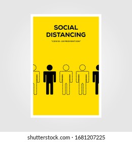 social distancing sign line art vector poster illustration design