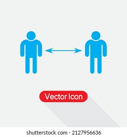 Social Distancing Sign, People Keeping Distance Icon Vector Illustration Eps10