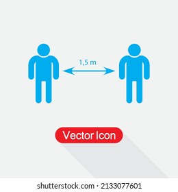 Social Distancing Sign, People Keeping Distance Icon Vector Illustration Eps10