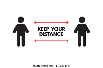 Social Distancing sign. Person standing at safe distance vector icons.