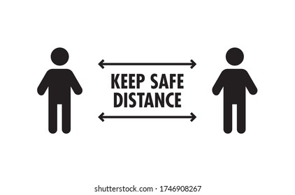 Social Distancing sign. Person standing at safe distance vector icons.