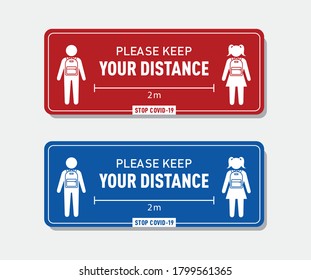 Social distancing sign for school vector. New normal at school during coronavirus. COVID-19 information sign for school. Pupils maintaing safe distance vector. Keep your distance banner for education.