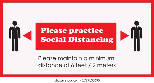 Social Distancing sign and symbol. Keep your distance. Stay at least 6 feet apart. keep 6 feet of social distancing. Mandatory and regulatory signs Vector.