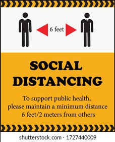 Social Distancing sign. Social Distancing sign and symbol. Keep 6 feet of social distancing. Mandatory and regulatory signs Vector. Maintain social distancing. Keep safe distance. Warning and notice.