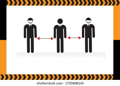 Social Distancing sign and symbol. Keep your distance. Stay at least 6 feet apart. keep 6 feet of social distancing. Mandatory and regulatory signs vector. maintain distancing. 
Distance safety sign