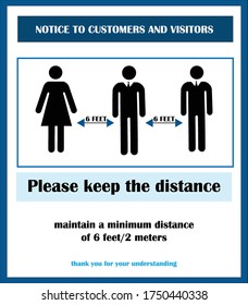 Social Distancing sign and symbol. Keep your distance. Stay at least 6 feet apart. keep 6 feet of social distancing. Mandatory and regulatory signs Vector. Maintain distancing.Distancing Safety sign.