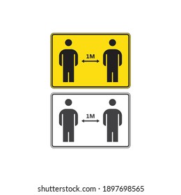 Social distancing sign. Vector icon template