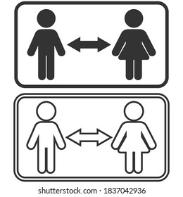 Social distancing sign vector illustration isolated on a white background.