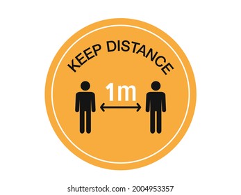 Social Distancing Sign. Vector Keep Distance Sign. 1m Distance Sign.