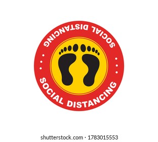 Social Distancing Signage or Floor Sticker for help reduce the risk of catching coronavirus Covid-19. Vector sign.
