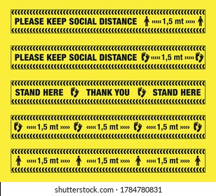 Social Distancing Signage Or Floor Sticker For Help Reduce The Risk Of Catching Coronavirus Covid-19. Coronavirus 2019 NCov, Covid 19 NCP Virus Stop Signs, Health Protection Sticker