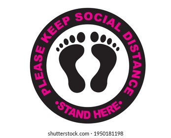 Social distancing signage or floor sticker for help reduce the risk of catching coronavirus Covid-19. Vector sign templates 