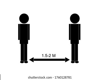 Social distancing sign.keep your distance covid 19 protection,1.5 to 2 meters distance, avoid crowds.flat vector illustration.