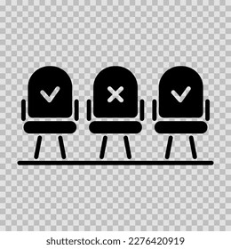 Social distancing silhouette symbol, vector cut glyph, Social distancing sign on transparent background.