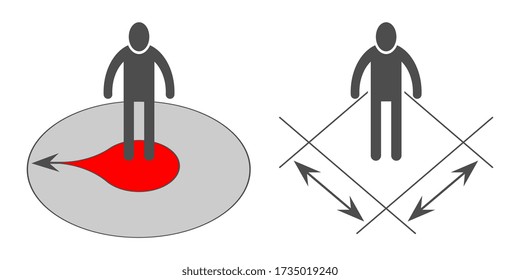 Social distancing. Simple silhouette of a man. Can be used during coronavirus covid-19 outbreak prevention. Vector illustration eps-10