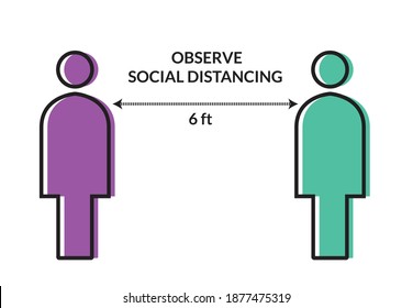 Social Distancing simple symbolic figure. Editable Clip Art.