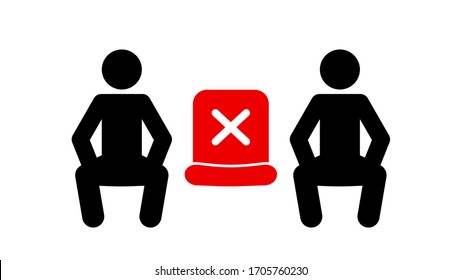 Social distancing sitting the alternate seating rules icon pictogram sign