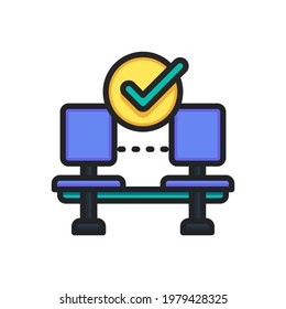 Social distancing sitting filled outline icons. Vector illustration. Editable stroke. Isolated icon suitable for web, infographics, interface and apps.